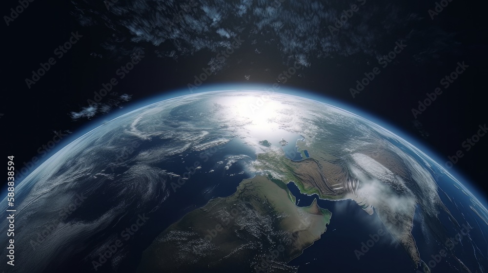 Ultra Realistic Earth from Space Dolly Zoom. Generative ai