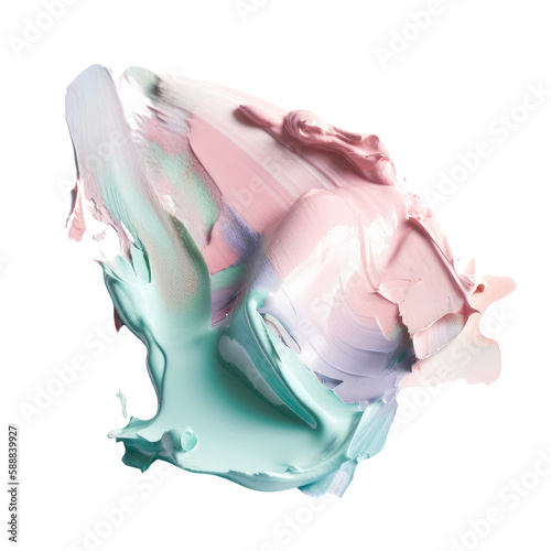 Fotografia Abstract brush stroke pastel blue and pink oil acrylic paint stain impasto texture, painting isolated background transparent png