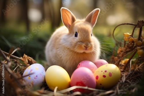 easter bunny with easter eggs © Denis