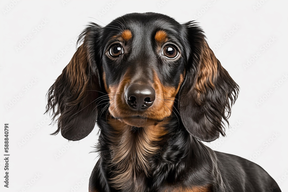 Lovable and Playful: Adorable Dachshund Dog on White Background Lovable and Playful: Adorable Dachshund Dog on White Background