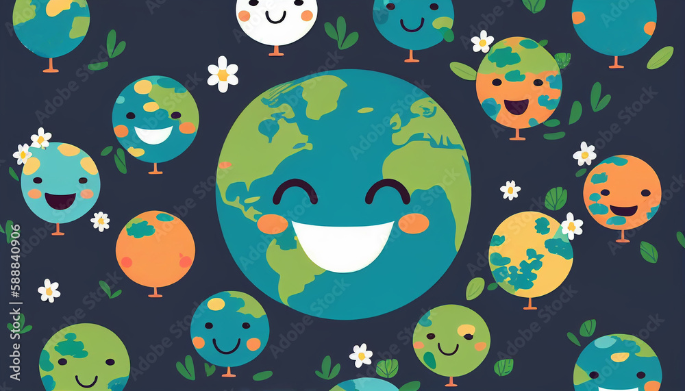happy earth pattern, earth celebration card