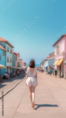 woman walking on the street