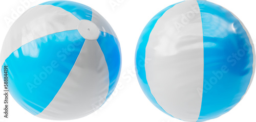 3d render of beach ball with blue stripes photo