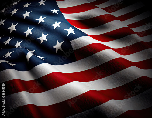 American flag background image, red white and blue Independence Day. Generative AI