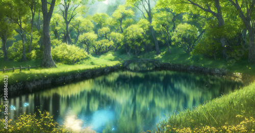 river in the forest  fantastic atmosphere  masterpiece  best quality  full details  high quality  extremely detailed CG unity 8k wallpaper  scenery  outdoors  no humans  best view 