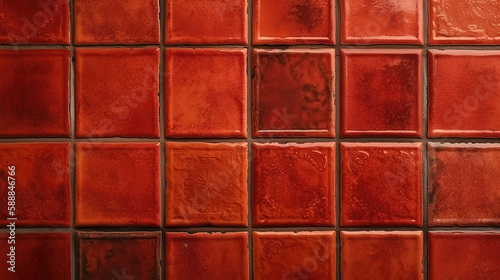 Red ceramic tile background. Generative Ai