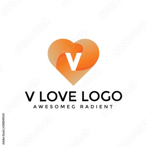 vector v love colorful gradient logo design