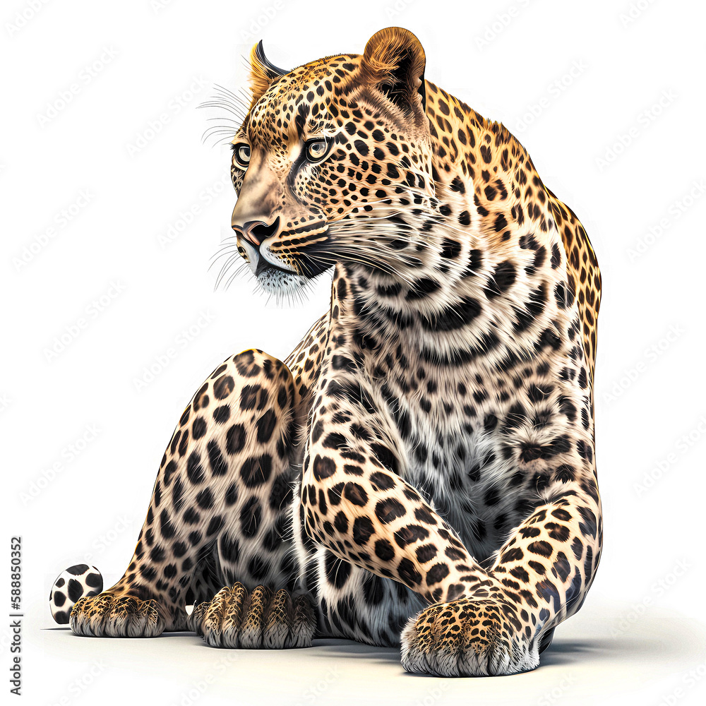 Fototapeta premium leopard in front of white background, AI generated