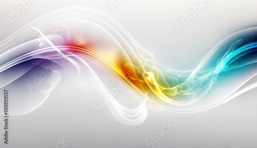 Colorful smooth abstract waves with white background. Created using generative AI. 