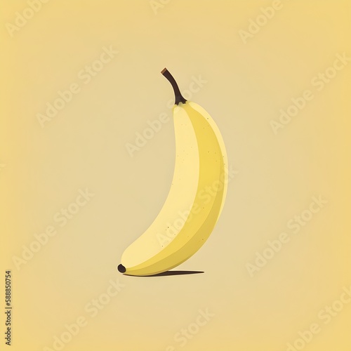 Flat art of a banana on a seamless background. Banana on a seamless background in a minimalistic art style created with Generative AI Technology.