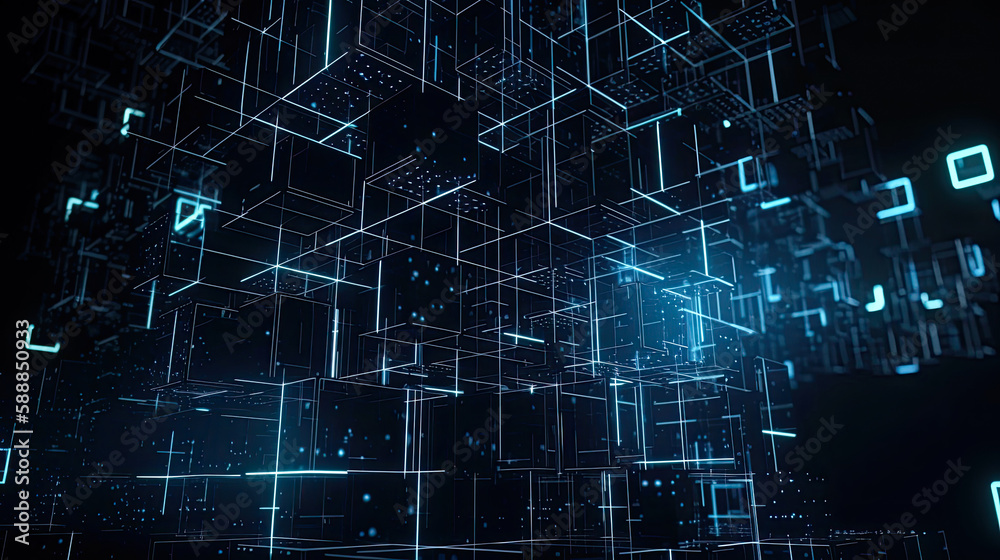 Abstract technology concept, futuristic cyberspace background, abstract connected dots and line, generative ai Abstract technology concept, futuristic cyberspace background, abstract connected dots and line, generative ai