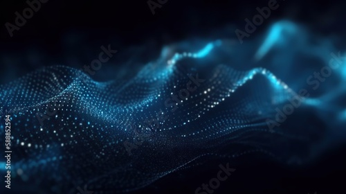 Digital data background. Luminous dots connected by glowing network. Based on Generative AI