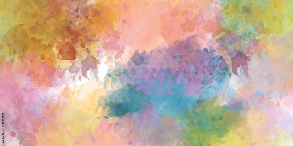 Colorful bright ink and watercolor textures on white paper background.