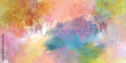 Colorful bright ink and watercolor textures on white paper background.