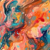 Colorful Abstract Painting With Flowing Brushstrokes. Infinite, Seamless Backgrounds. Generative AI