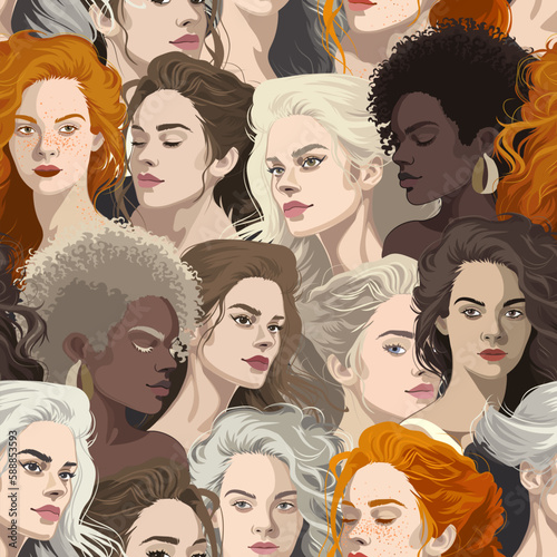 Portraits of a various beautiful girls with different hairstyle.