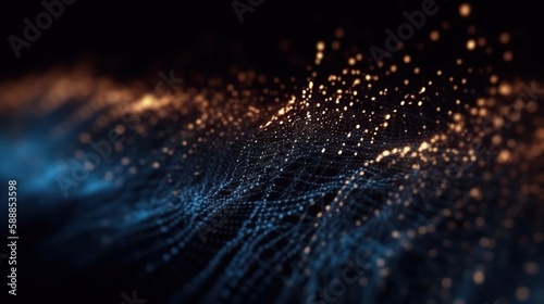 Digital data background. Luminous dots connected by glowing network. Based on Generative AI