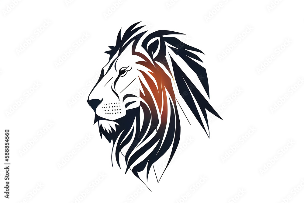 A minimalistic logo made of lines featuring the silhouette of a lion head, simple triangular shapes and lines A minimalistic logo made of lines featuring the silhouette of a lion head, simple triangular shapes and lines