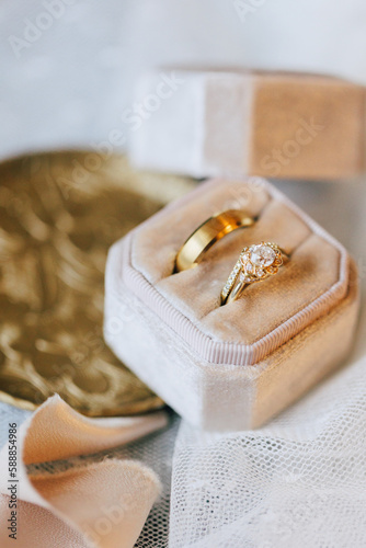 wedding rings on a pillow