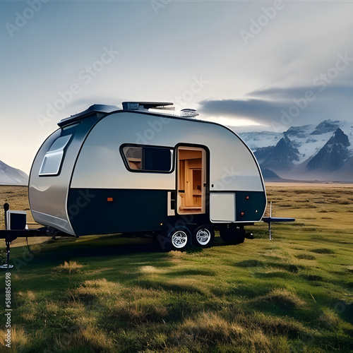 Wallpaper Mural Caravan in the in the beautiful forest. Caravan design concept Torontodigital.ca