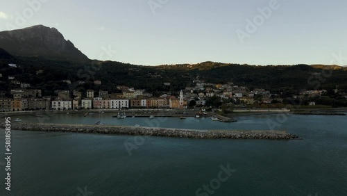 Aerial view of Scario, a small seaside village on the Cilento coast in the province of Salerno, Campania, Italy. photo