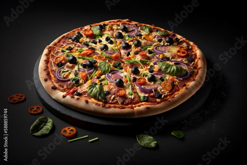 Fresh pizza pulled with cheese, Generative AI