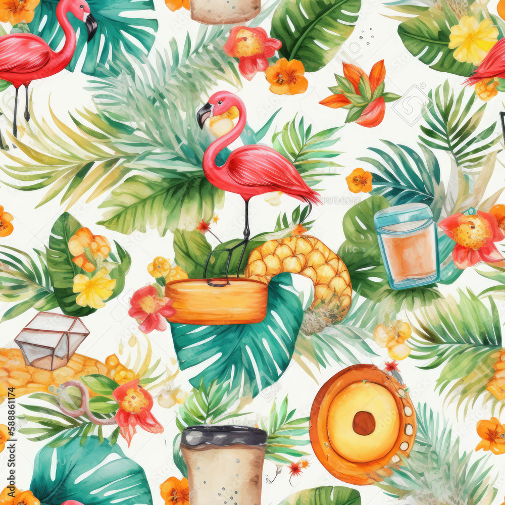 Fototapeta premium seamless pattern with flowers, AI generated