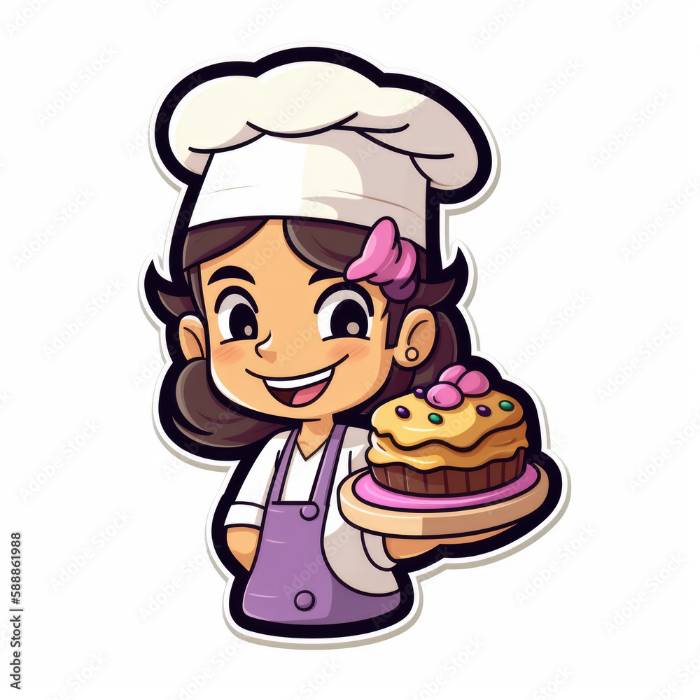 baker with cake, logo, AI generated baker with cake, logo, AI generated