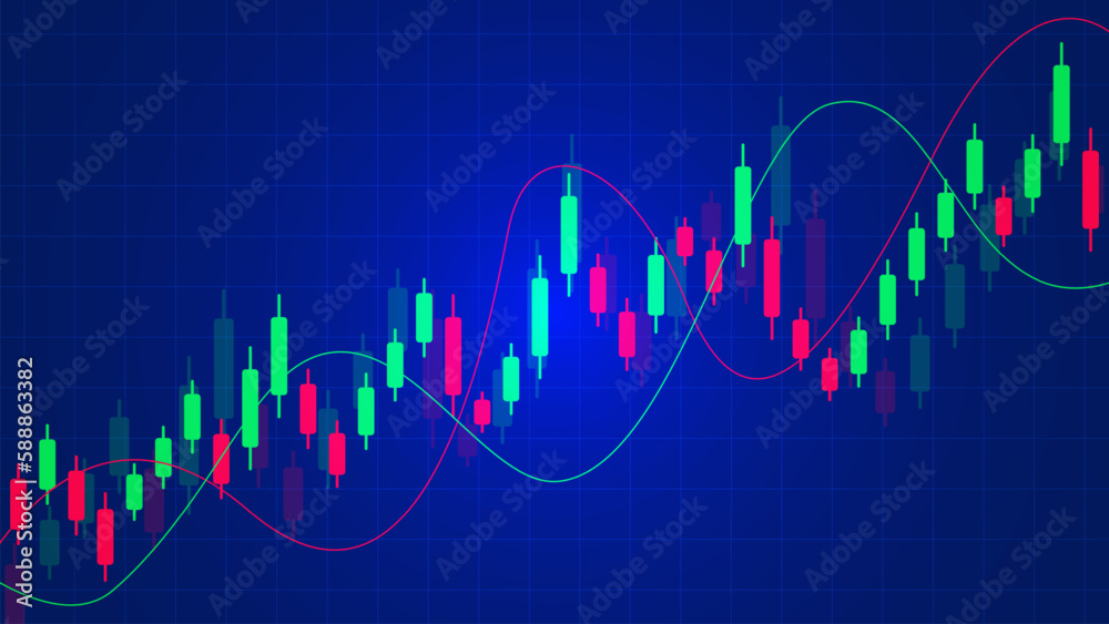 Business graph or stock market or forex trading concept. Financial reports and investment background.