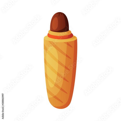 Hot Dog Sausage in Toasted Bun as Fast Food Lunch Vector Illustration