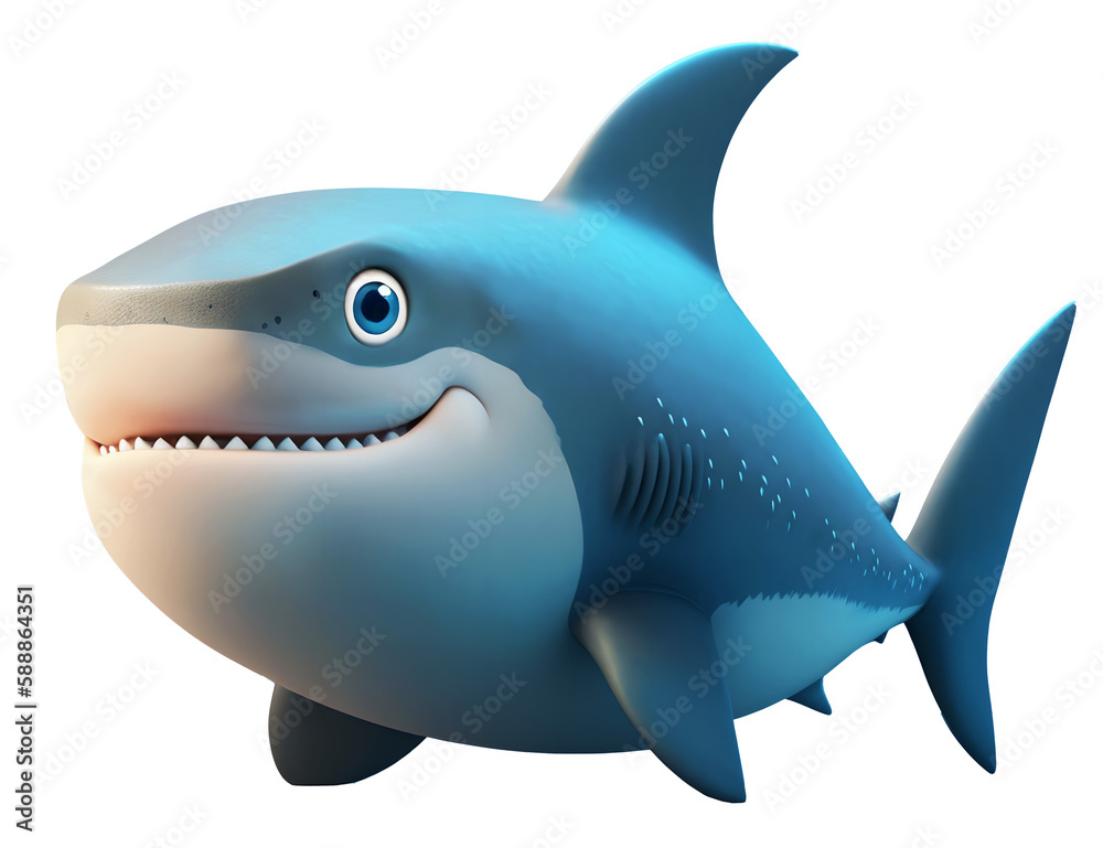 Cute shark, on isolated background. Generative Ai Cute shark, on isolated background. Generative Ai