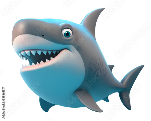 Shark, on isolated background. Generative Ai
