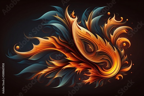 Fire and leaves synergy. Created using generative AI.