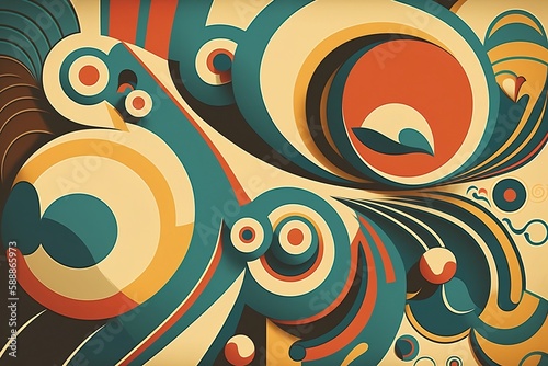 Abstract wavy background wallpaper with minty/orangy colors. Created using generative AI.