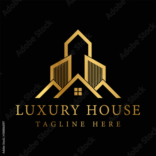 Luxury house logo template with gold color photo
