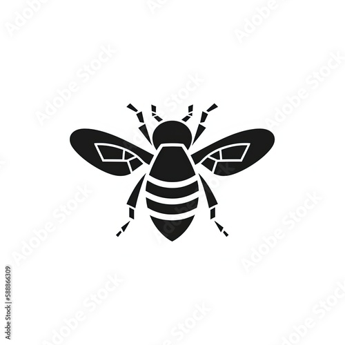 Bee Silhouette in black and white. Minimalistic illustration for Logo Design created using generative AI tools © Salander Studio