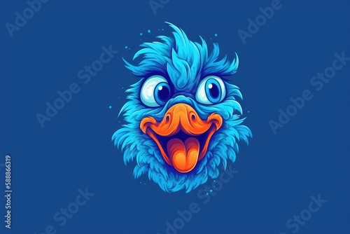 Charming and adorable cartoon chicken on a blue backdrop. Generative AI