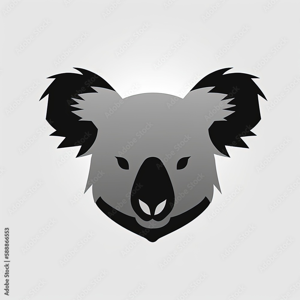 Obraz premium Koala Silhouette in black and white. Minimalistic illustration for Logo Design created using generative AI tools