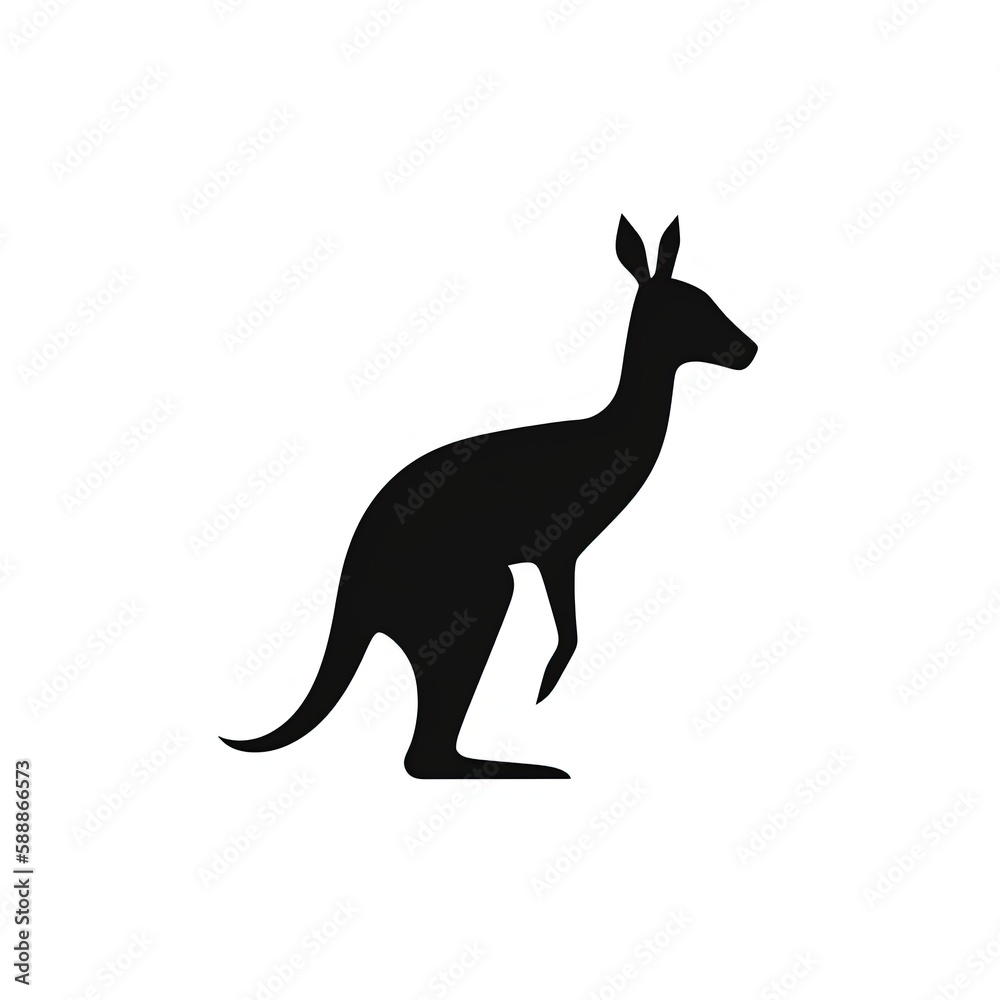 Kangaroo Silhouette in black and white. Minimalistic illustration for Logo Design created using generative AI tools Kangaroo Silhouette in black and white. Minimalistic illustration for Logo Design created using generative AI tools