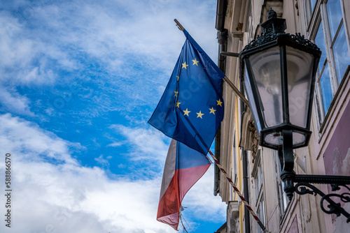 European Union and chzech republic flag
