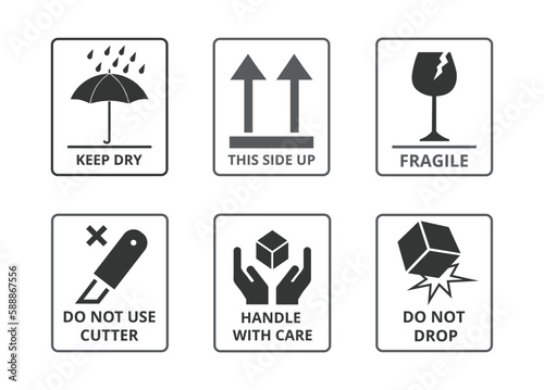 Monochromatic set of packaging icons. 