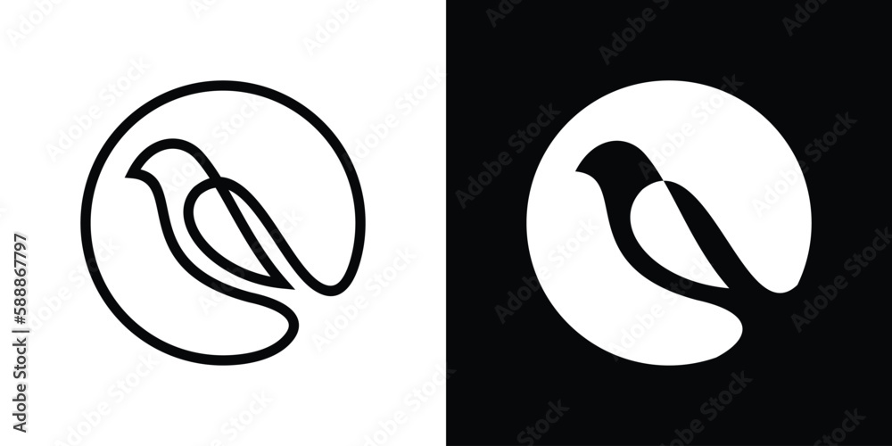 bird design in circle logo line icon vector illustration bird design in circle logo line icon vector illustration