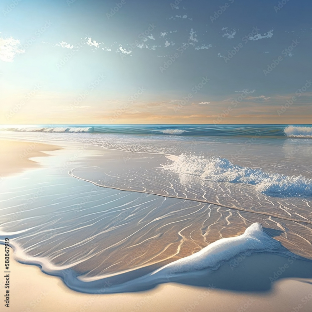 Naklejka premium sunset on the beach, AI-generated