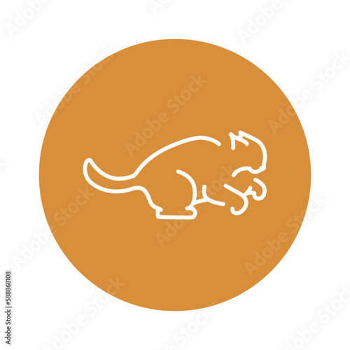 Evil cat fights color line icon. Pictogram for web page