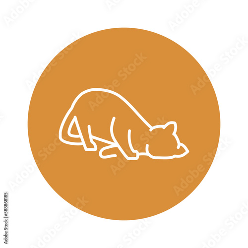 Happy cat caresses color line icon. Pictogram for web page