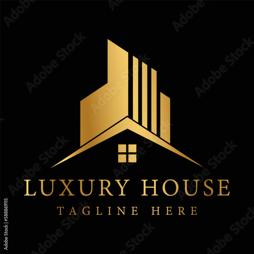 Luxury house logo template with gold color