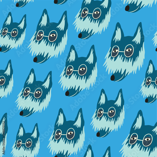 seamless pattern with muzzles of dogs in flat style. pattern with the head of a stylized dog. pet patterns for print and digital use. 