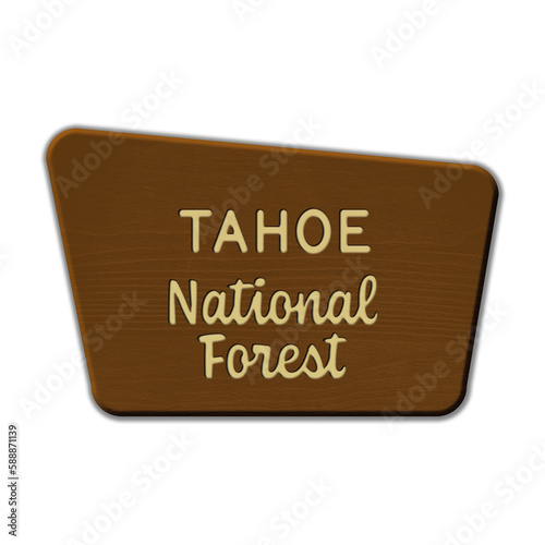 Tahoe National Forest wood sign illustration on transparent background