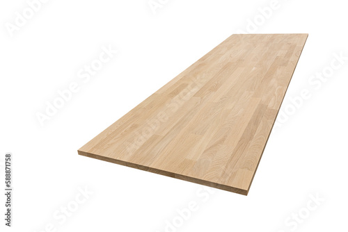 furniture board made of solid oak lamellar on a white background