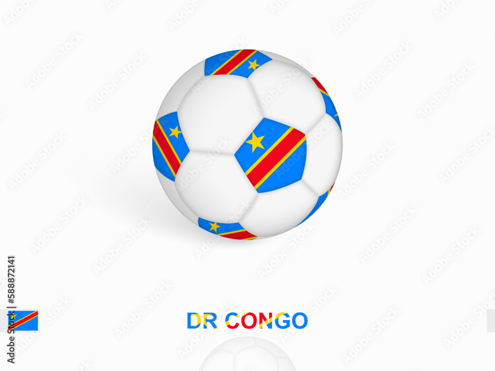 Soccer ball with the DR Congo flag, football sport equipment.